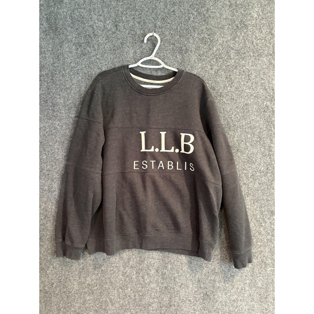 LL Bean Sweatshirt Mens XL Crewneck Pullover Spell Out Wrap around Fleece